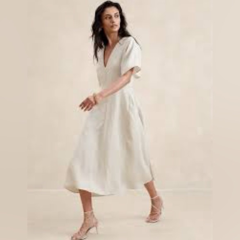 BANANA REPUBLIC MAYA LINEN MIDI DRESS